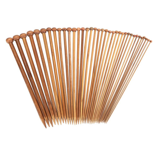 Beginnersset van 36 rechte bamboe breinaalden (24 cm) 2