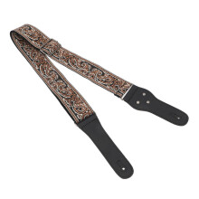 Vintage broderad gitarrrem, justerbar, bred, brun för akustisk elbas
