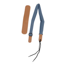 Slitstarkt halsband i denim och läder för ukulele – passar alla ukulelestorlekar