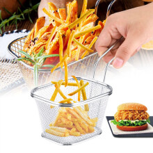 Mini-Frittierkörbe aus Edelstahl für Pommes frites, Serviersieb, Kartoffelkochwerkzeug