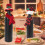 Conjunto de gorro y bufanda navideños con forma de botella de vino: nailon y algodón reutilizables y 3