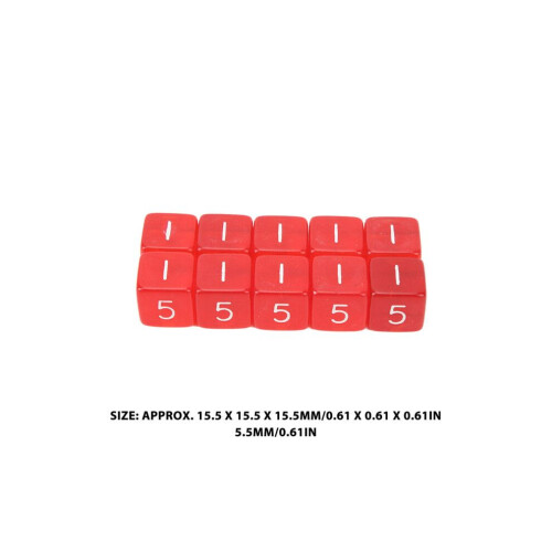 30PCS Transparent Colored Plastic Dice 15.5mm Right Angle Red 1