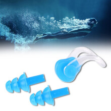 4er-Set wasserdichte Silikon-Schwimmohrstöpsel & Nasenclips – Blau