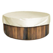 Round Spa Cover 190x30cm Beige Waterproof 190T SilverCoated Fabric AntiUV Dustproof Outdoor Hot Tubs and Baths