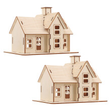 2 Juegos De De Casa En Madera Diy 3D Sin Pintar