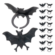 200Pcs Kids Halloween Bat Rings Plastic Black Decorative Party Favors