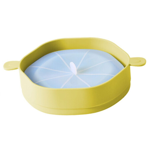 Foldable Yellow Silicone Popcorn Bucket with Handle, Large Capacity