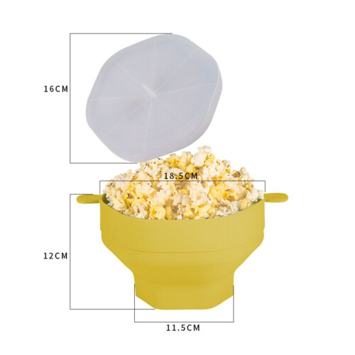 Foldable Yellow Silicone Popcorn Bucket with Handle, Large Capacity 1