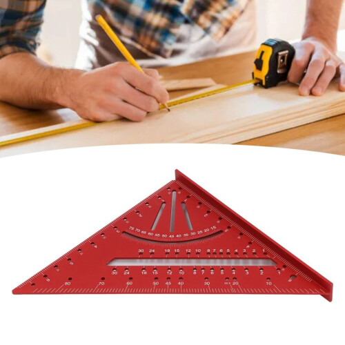 7 Inch Aluminum Rafter Square Protractor Multi-Angle Ruler Red