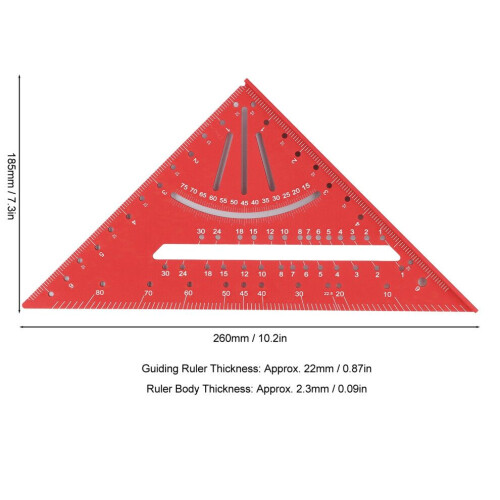 7 Inch Aluminum Rafter Square Protractor Multi-Angle Ruler Red 1