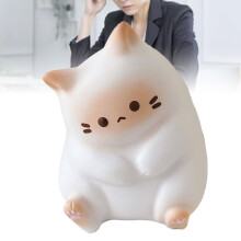 Schattig, zacht PU-knijpspeeltje - helderwitte kattenvorm, ideaal voor het hele gezin en op reis.