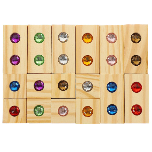 3 Sets Holzbausteine Mit Edelstein-Einlage Stapelbare Baublöcke 2