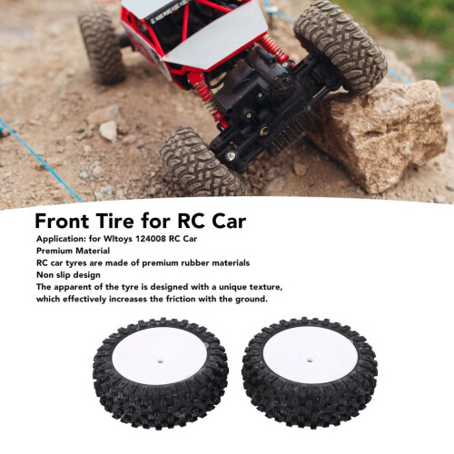 2pcs Front Rubber Tire for RC Car 75mm Diameter, 12mm Hex 2