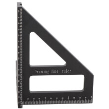 Woodworking Square Protractor 45/90 Aluminum Carpenter Ruler Black