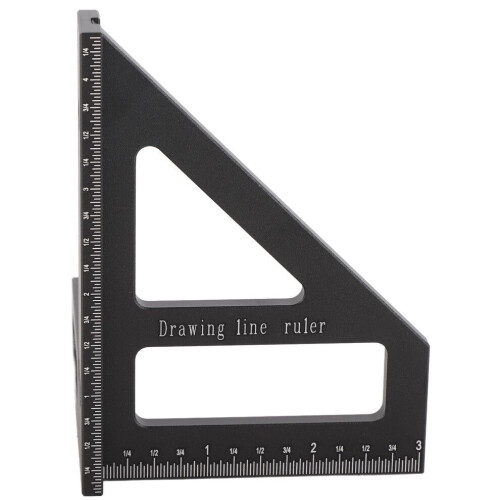 Woodworking Square Protractor 45/90 Aluminum Carpenter Ruler Black