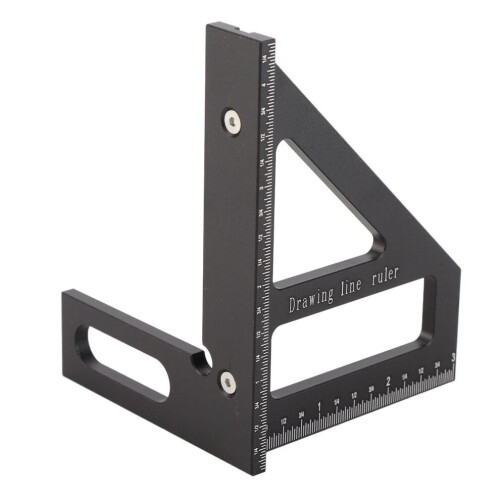 Woodworking Square Protractor 45/90 Aluminum Carpenter Ruler Black 2