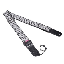 Ethnischer Gitarrengurt aus Leder und Baumwolle, 5 cm breiter, verstellbar von 94 bis 156 cm