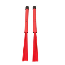 2 stuks intrekbare trommelborstels met rubberen handvat en plastic borstelharen, rood