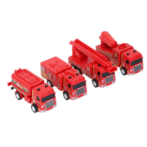 Kids Fire Truck Toy 4pcs, Realistic Mini Fire Engine, Plastic Simulation 1