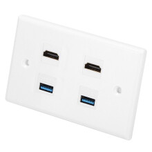 Väggplatta med 2 HDMI- och 2 USB-portar för installation i hemmet eller på hotellet