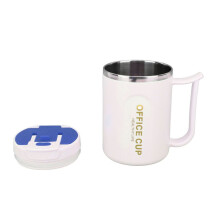 Taza térmica azul de acero inoxidable de 500 ml con tapa y asa a prueba de fugas