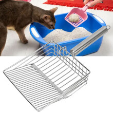 Robuste Katzenstreuschaufel aus Metall, verbreitert, glatte Siebfläche für bessere Hygiene