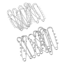 20 st. kraftiga säkerhetsnålar i legering med öglor, 7 cm och 8 cm (silver)