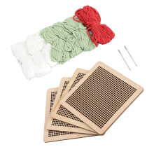 Kit de broderie au point de croix pour débutants, motif floral, vert clair, 4 pièces