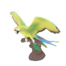 Livfull PVC-papegojefigur med realistisk trädstubbebas – 15x11x10cm