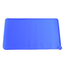 Blaue, quadratische Silikon-Futtermatte für Haustiere, 47,7 x 30 cm, ungiftig, spülmaschinenfest