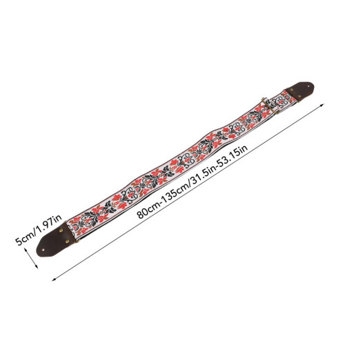 Förtjockad, breddad jacquardgitarrrem, justerbar 80-135 cm vit 1
