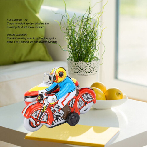 Handcrafted Iron Three-Wheeled Wind Up Motorcycle - Desk Decoration 2