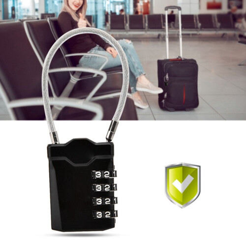 Cadenas de douane à câble en acier avec code (noir)