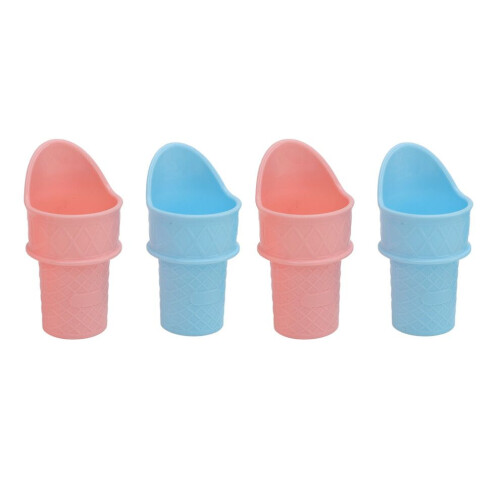 Ensemble de 4 porte-cornets de glace réutilisables en PP et cuillère pour granités