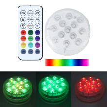 Linterna de buceo reutilizable IP68 RGB con control remoto, 13 LED, 16 colores