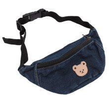 Bauchtasche aus Canvas mit Bärenmuster für Kinder, verstellbar, 24 x 6 x 12 cm, Dunkelblau