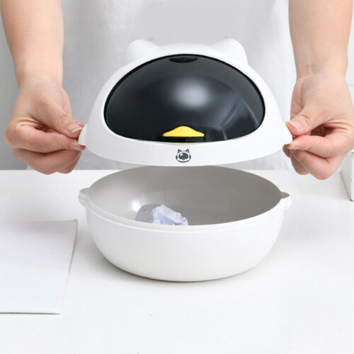 Small Creative Plastic Trash Bin Desktop Waste Paper Basket for Office 0.4L