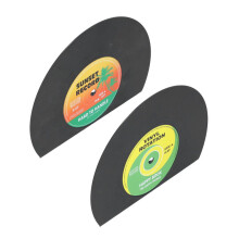 2 st bokstöd i form av vintage CD-skivor - 13,4x17,4 cm plastorganisatör