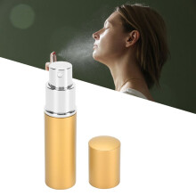 5 Stück 10 ml flache Glas-Sprühflaschen aus goldfarbenem Aluminium für Parfüm und Öle