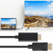 Cable adaptador de audio y vídeo DisplayPort a HDMI HD de gran tamaño, línea de conversión de 3 metros