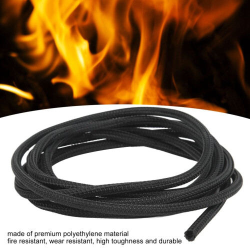 7.5m Black Cord Protector 0.2in Self Wrapping Wire Loom High Temp Resistant 2