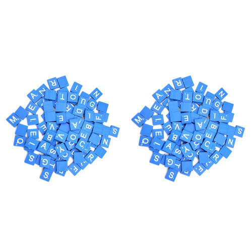 200 Blaue Naturholzchips Mit 26 Alphabet Puzzle 1