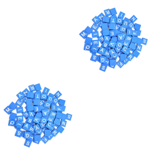 200 Blaue Naturholzchips Mit 26 Alphabet Puzzle 2