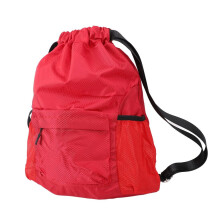 Mochila grande con cordón resistente al agua, para guardar zapatos, roja, talla L