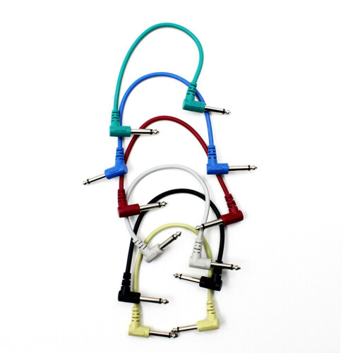 High-Quality 21cm Right Angle TS Plug Pedal Cables Pack of 6 2