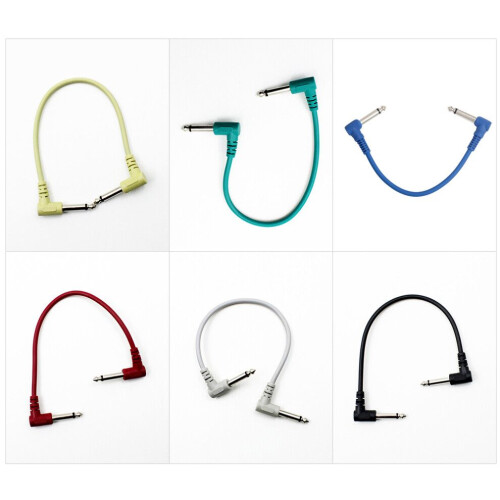 High-Quality 21cm Right Angle TS Plug Pedal Cables Pack of 6 1