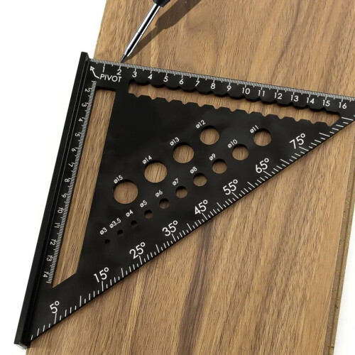 7 Inch Aluminum Triangle Ruler, Metric Rafter Square, Black 2