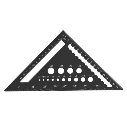 7 Inch Aluminum Triangle Ruler, Metric Rafter Square, Black 1
