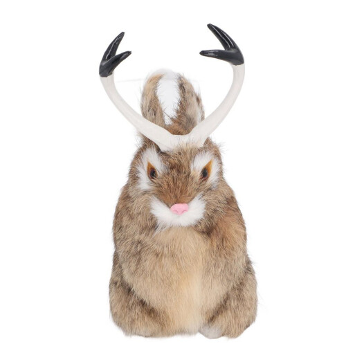 Cute Brown Simulation Rabbit Ornament, Plush Home & Office Decor