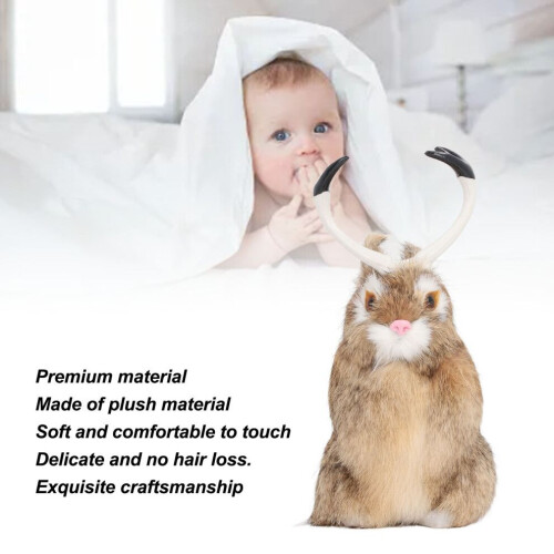 Cute Brown Simulation Rabbit Ornament, Plush Home & Office Decor 2